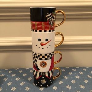 Mackenzie-Childs Snowman Stacking Mug (4) Tower